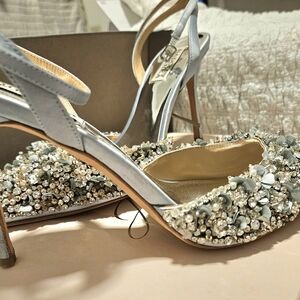 Badgley Mischka Silver Embellished Heels